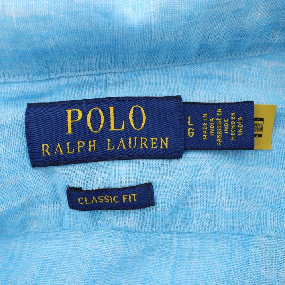 NEW Polo Ralph Lauren Linen Button Down Blue Long Sleeve Shirt Mens Large $148